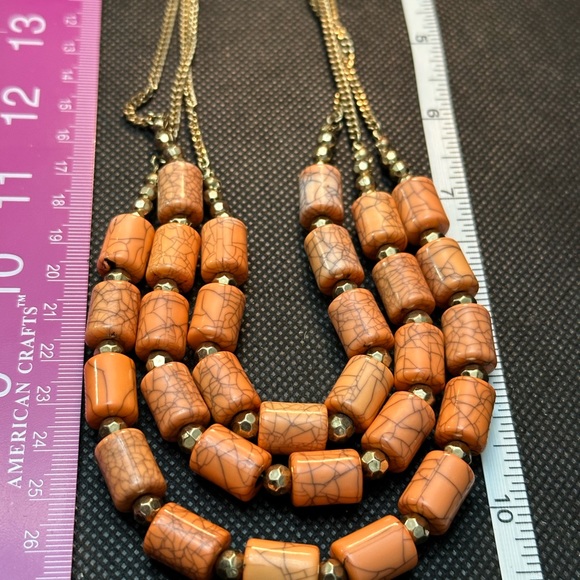 Statement, wood tube, necklace, triple thick vain, brown swirls, one of a kind - Picture 8 of 12